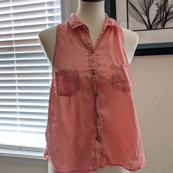 Peach American Eagle button up tank - Picture 5 of 6